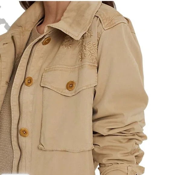 Ralph Lauren Featherweight Twill Field Jacket‎ Khaki Floral Embroidery M NWT - Picture 16 of 16